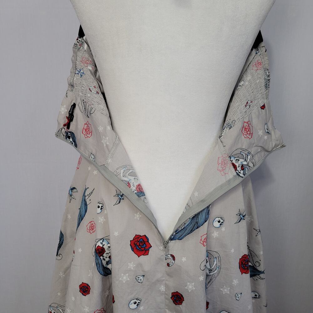 Hell Bunny Zoey Mini Dress size S Day of the Dead Skulls & Unicorns Goth Pin-Up - Picture 9 of 9